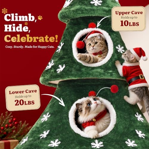 YITAHOME 58.2in Christmas Cat Tree with Cat Tunnel - Image 6