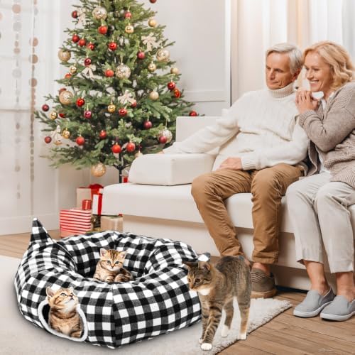 Dansydaisy Cat Tunnel Tree Skirt Black White, 33.9 Inch Bed Cave - Image 5