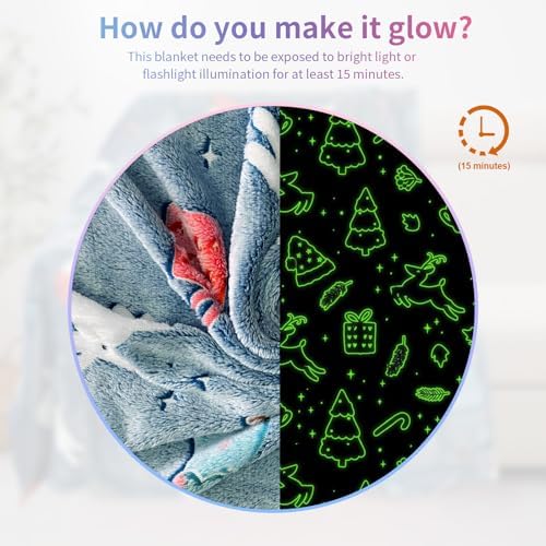 Christmas Blanket for Boys, Christmas Glow in The Dark Blanket for Kids/Toddler/Baby, Soft Fleece Blankets and Throw, Birthday 50"x 60" - Image 3