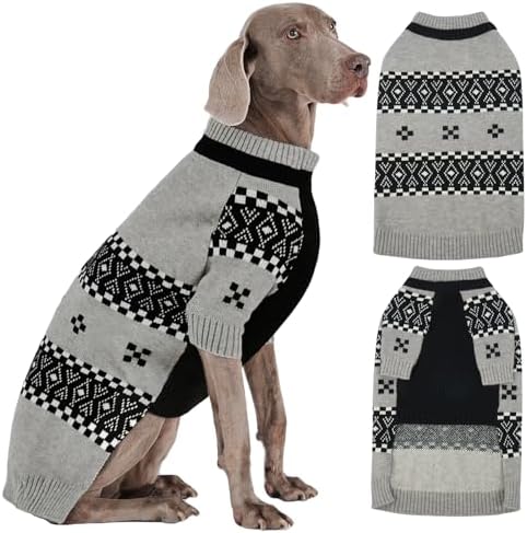 ROZKITCH Christmas Dog Sweater, Festive Knitted Pullover with Fair Isle Pattern, Cozy Winter Clothes for Large Dogs Weimaraner Grey 2XL by ROZKITCH