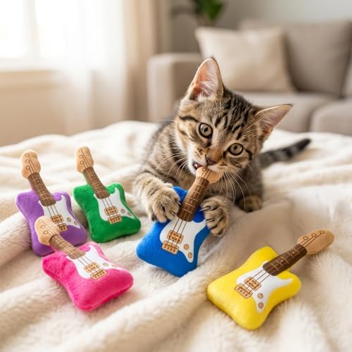 5Pcs Guitar Catnip Crinkle Paper Sound Toys for Cat, Interactive Cat Toy - Image 5