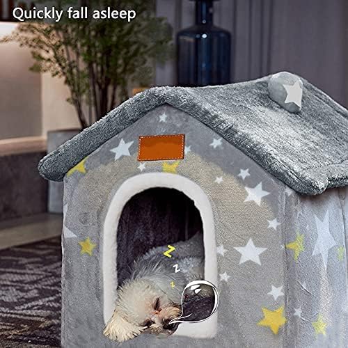 Dog House Indoor, Foldable Soft Kennel Bed Warm Cat Nest Puppy Cave with Cushion for Small Medium Large Dogs Cats (S-Within 9 lbs)