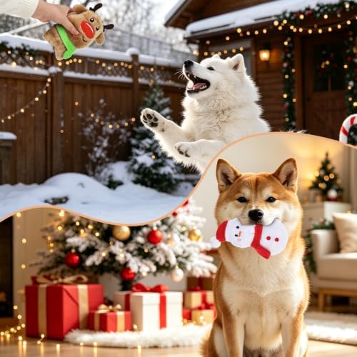 PAWCHIE Halloween Christmas Squeaky Dog Toys, 4 Pack Halloween Dog Toys for Chewers, Interactive Squeaky Plush Pumpkin Bat Elk Snowman Stuffed Dog Toy for Small Medium Large Breed, Funny Pet Gifts - Image 7