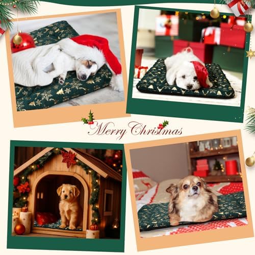 2 Pack Self Warming Cat Bed Green Christmas, 18” X 24” Pet Pad - Image 4