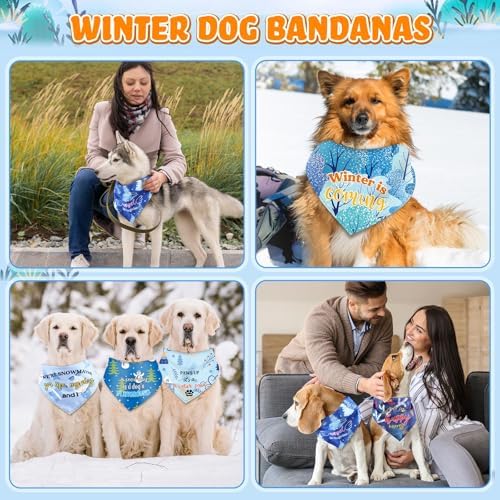 Abbylike 50 Pcs Winter Dog Bandanas Bulk Pet Scarfs Triangle Bibs Adjustable Washable Puppy Kerchief Seasonal Pet Costume Accessories Grooming Supplies for Small Medium Large Dogs Cats - Image 2