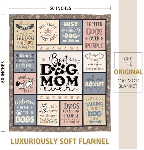 Christmas Dog Mom Gifts for Women - Best Mom Ever Blanket for Pet Lovers - Image 3