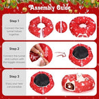 Cat Tunnel Bed Under Christmas Tree, Cat Tunnel Christmas Tree Skirt for Indoor Cats, Donut Tunnel Toys for Multiple & Large Carts, for Kitten, Rabbit, Puppy, Red Snowflake - Image 5