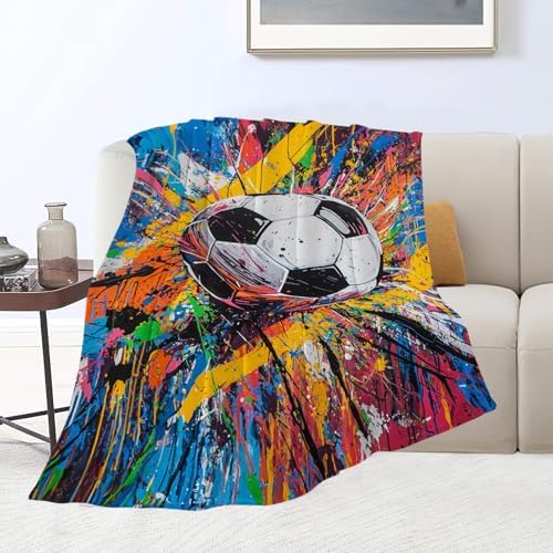 Graffiti Soccer Blanket Banksy Soccer Throw Stuff Gifts 80"x60" - Image 2