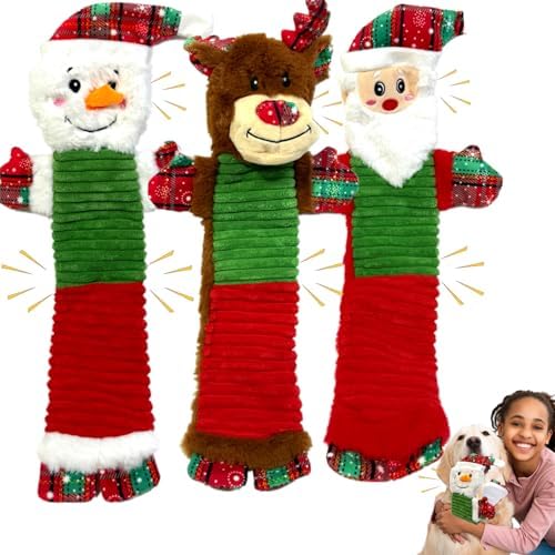 3PCS Christmas Dog Squeaky Toys, Interactive Plush with Crinkle by CIIVURR