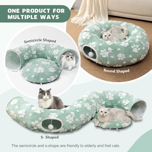 Cute Round Cat Tunnel for Indoor Cats, Green - Image 2