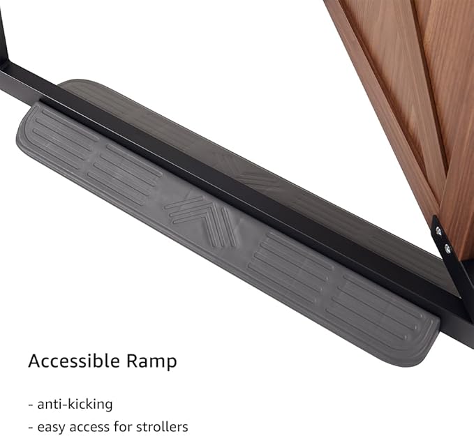 beeNbkks Farmhouse Barn Door Dog Gate, 39" Tall Anti-Trip Pet Barrier | No-Drill Pressure Mounted Pet Gate Fits 29"-40" Wide Openings, Featuring Wooden Walk-Through Door and Metal Frame