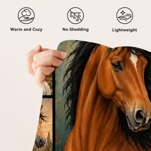 Horse Throw Blanket Horse Stuff Gifts for Kids Girls Boys Adults Women Men Soft Cozy Warm Plush Fluffy Fuzzy Fleece Blanket Decor 60''X80'' - Image 7