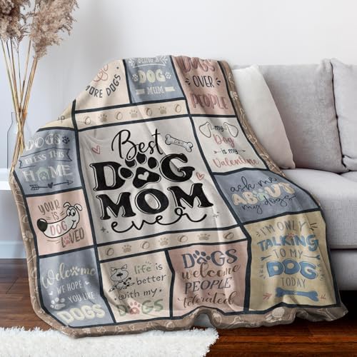 Christmas Dog Mom Gifts for Women - Best Mom Ever Blanket for Pet Lovers - Image 5