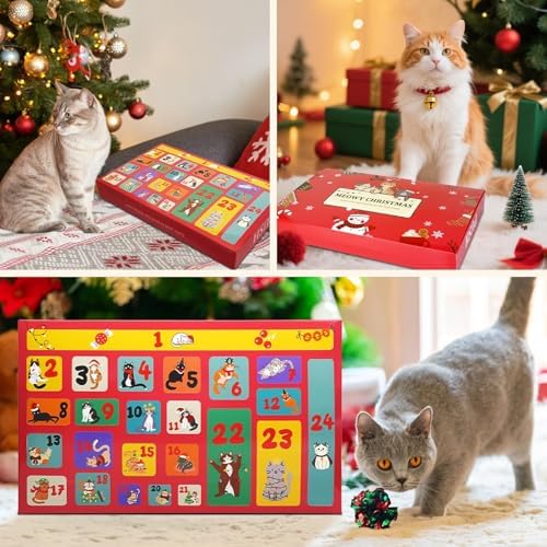 ANOTION Cat Advent Calendar 2026 – 24-Day Christmas Pet Xmas Cat Toys Countdown, Set for Indoor Cats & Kittens, Present for Cat Lovers, Women & Men - Image 4