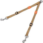 HOWGO Double Dog Leash,Tangle-Free 360 Swivel(Brown, Std M-L Splitter) | Individually Adjustable Length, Coupler Leads 2 Dogs,Zinc Alloy Hooks,Durable Nylon,No-Tangle Walking,All Breeds