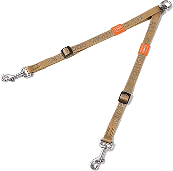 HOWGO Double Dog Leash,Tangle-Free 360 Swivel(Brown, Std M-L Splitter) | Individually Adjustable Length, Coupler Leads 2 Dogs,Zinc Alloy Hooks,Durable Nylon,No-Tangle Walking,All Breeds