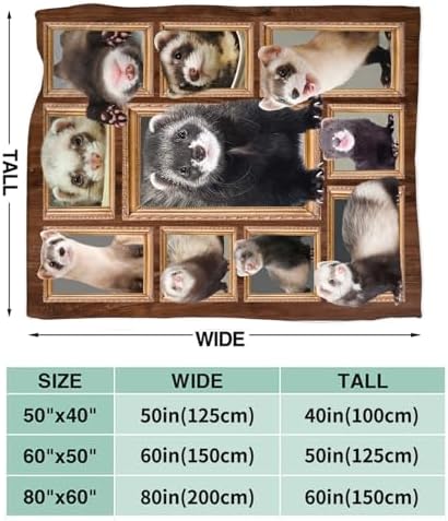 Cute Ferret Blanket for Girls Women Boys Men Adults Kids Soft Cozy Fleece Ferret Throw Blankets Gifts Warm Flannel Plush Stuff Lightweight Decorative Blanket for Couch Bed Sofa 60"X50" - Image 7