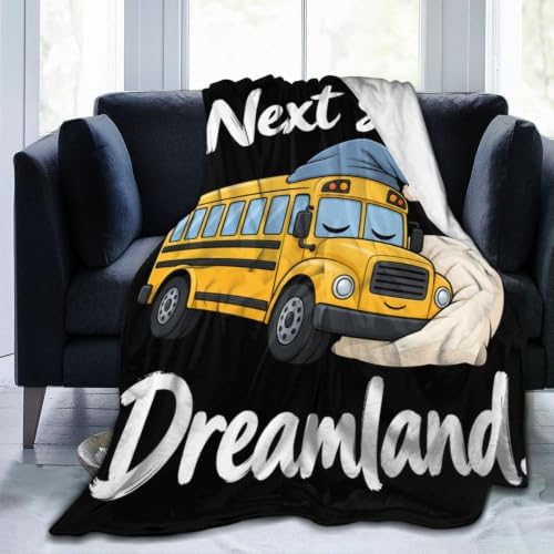 Sleepy School Bus Blanket Throw Gift for Girls Women 60"X50" by Unknown
