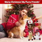 SZEE Dog Christmas Toys for Medium & Big Pets [3 Pack], Premium Dog Gifts, Christmas Doggy Plush Squeaky Chew Toys - Santa, Reindeer, Snowman - Image 2