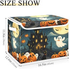 Bolaz Halloween Scene Haunted House Storage Bins with Lids and Handles, Storage Box Basket with Cover Collapsible Organizer Containers for Home Closet, Shelves - Image 3