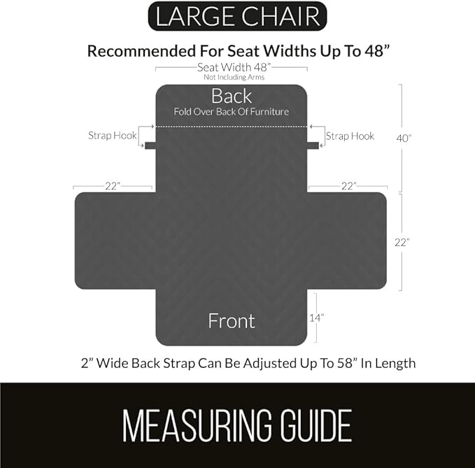 Sofa Shield® Couch Armchair Covers for Dogs, Reversible Furniture Protector with Strap, Stain and Tear Resistant Cushion Cover, 48 inch Seat, Machine Washable Slipcover Dog Pets Cats, White