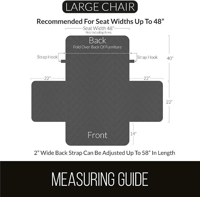 Sofa Shield® Couch Armchair Covers for Dogs, Reversible Furniture Protector with Strap, Stain and Tear Resistant Cushion Cover, 48 inch Seat, Machine Washable Slipcover Pets, Cats, Charcoal Linen