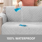 Sofa Shield 100% Waterproof Couch Cover with Patented Straps, Slip & Stain Resistant Furniture Protector, Machine Washable Sofa Slipcover for Dogs Cats Pets Kids, 54 inch Seat, Loveseat, Light Gray