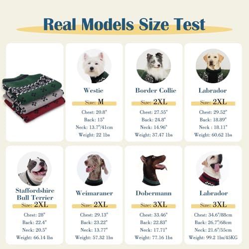 ROZKITCH Dog Sweaters for Medium Dogs Boy Girl, Warm Fall Dog Sweater for Indoor Outdoor, Thick Knit Fair Isle Sweatshirt for Xmas Thanksgiving Holiday Daily Boston Terrier French Bulldog Green L - Image 6