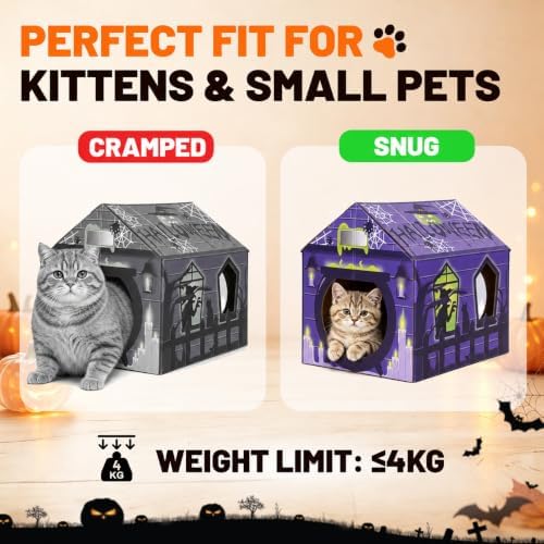 Halloween Cardboard Cat House Scratcher & Play Gift for Indoor Cats - Image 3