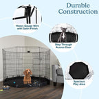 Dog Playpen - Foldable Metal Exercise Puppy Play Pen with Eight 24x42in Extra-Tall Panels and Gate - Indoor/Outdoor Dog Fence with Fabric Bottom for Dogs, Cats or Small Animals by PETMAKER (Black)