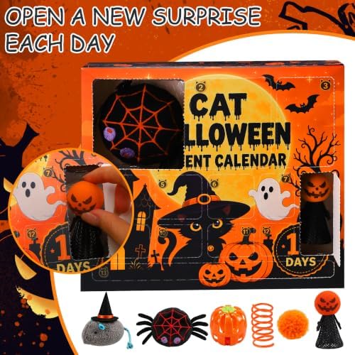 13 Day Halloween Cat Advent Calendar 2026, Interactive Cat Toys Countdown Calendar with Feather Wand, Plush Mice, Bell Balls, Springs, for Cats - Image 7