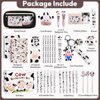 36Pcs Cute Cow Stationery Set Birthday Gifts for Boys Girls Back to School and Classroom Rewards Office Supplies with Cow Muticolor Pen, Pencils, Erasers, Sticky Notes etc. - Image 2