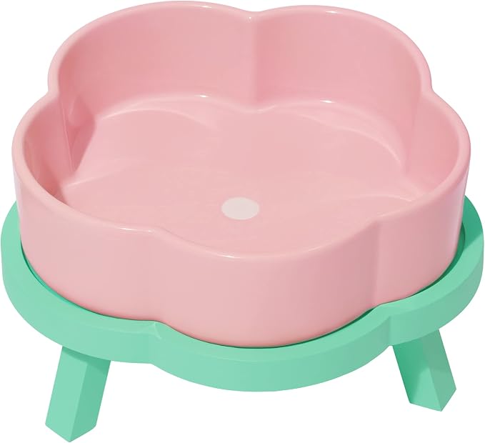 VETRESKA Elevated Dog Bowls Large, 64 oz Ceramic Raised Dog Bowl | Flower-Shaped Food Water Bowl with Bamboo Stand, Pet Feeding Dish Bowls for Medium/Large Dogs and Cats