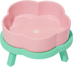 VETRESKA Elevated Dog Bowls Large, 64 oz Ceramic Raised Dog Bowl | Flower-Shaped Food Water Bowl with Bamboo Stand, Pet Feeding Dish Bowls for Medium/Large Dogs and Cats