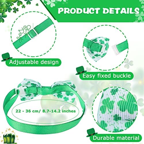 120 Pcs St. Patrick's Day Dog Bow Tie Collar Set Includes 60 Green Irish Bow Ties for Dogs Dog Grooming Bowtie 30 Dog Neckties 30 Large Bow Tie Collar Pet Holiday Accessories for Dog Cat (Shamrock) - Image 3
