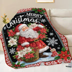 Santa Claus Blanket for Girls Women Boys Men Adults Kids Soft Cozy Fleece Merry Christmas Throw Blankets Gifts Warm Flannel Plush Lightweight Decor for Couch Bed Sofa 60"X50" - Image 3