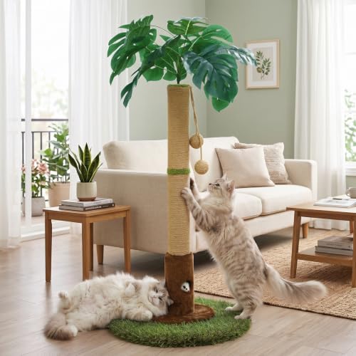 Woochpet 35" inch Cat Scratching Post,sisal cat Scratcher Tree with Leaves by WOOCHPET