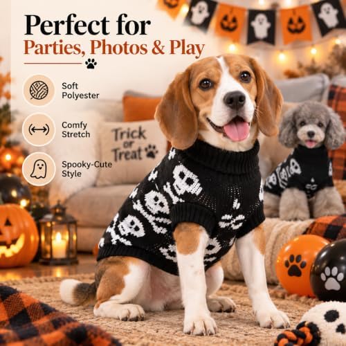 Dog Sweater for Small Dogs Girl Boy Winter, Dog Clothes, Black, M - Image 6