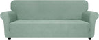 ZNSAYOTX Super Stretch Couch Cover (72"-92"), New Striped Sofa Covers Fitted Slipcovers with Elastic Bottom, Dog Cat Pets Proof Spandex Fabric Comfortable & Durable (Pea Green, Sofa)