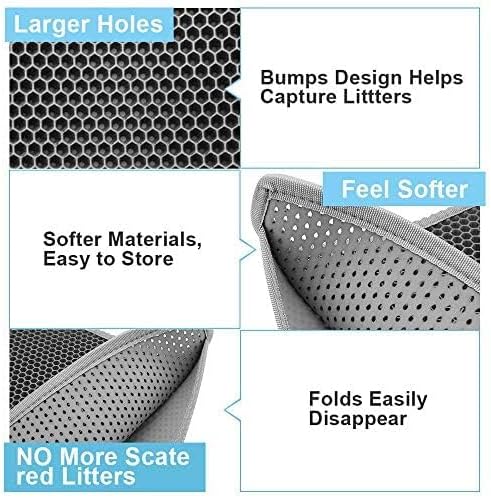 Bulkniu Cat Litter Mat, 15"x24", Waterproof, Durable & Easy to Clean, Grey | Urine-Proof, Non-Slip, Premium Durable EVA, Soft on Paws, Double-Layer Honeycomb Traps Litter, Odor-Free & Safe