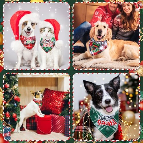Abbylike 50 Pcs Christmas Plaid Dog Bandanas for Large Small Dog - Image 7