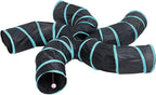 Cat Tunnels, Pet Ferret Rabbit Bunny Tunnels Tubes Subway Habitats, S-Style, DIY Cat Peekaboo Maze House Tent Bed, Kitten Interactive Toy (S Type: 5 Way Tubes)