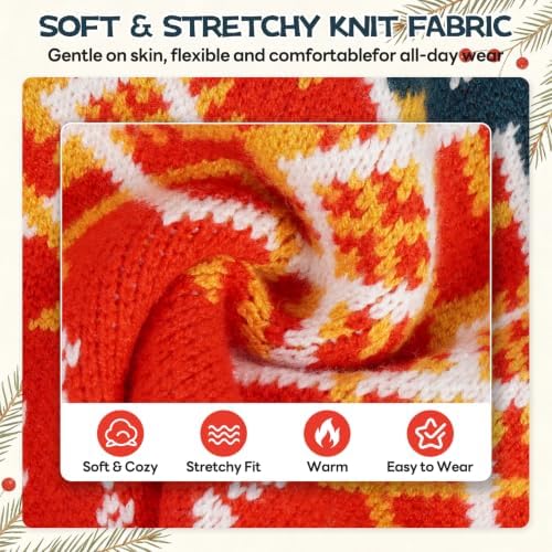 DENTRUN Winter Cat Knit Sweater, Red-Green Warm Clothes for Kitten Outfit - Image 5