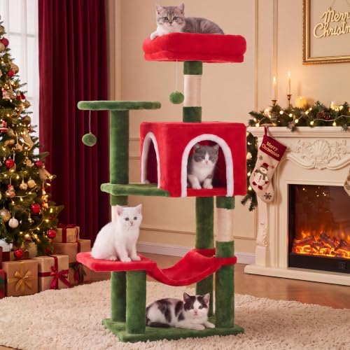 DUMOS 44 Inch Cat Tree Tower with Natural Sisal Scratching Posts - Image 2