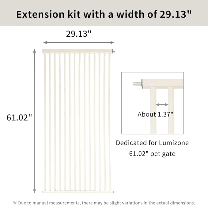 Lumizone 61.02" Extra Tall Pet Gate Extension Kit 29.17" Wide Cream | Extra Tall Cat Gate for Dog Doorway Hallway Stairs Pressure Mounted 1.37" Gap No Drilling