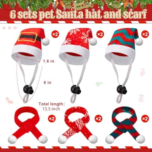 Weewooday 12 Pcs Mini Christmas Santa Hat Scarf Set, Small, Snowflake - Image 2