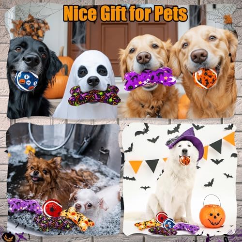 6 Pcs Halloween Dog Toys, Squeaky Bone Plush Toys - Image 5