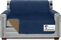 Sofa Shield® Couch Armchair Covers for Dogs, Reversible Furniture Protector with Strap, Stain and Tear Resistant Cushion Cover, 48 inch Seat, Machine Washable Slipcover Pets, Cats, Navy Sand