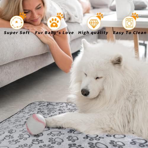 LOKOZ 1 Pack 2 Blankets Soft Fleece Dog Blankets for Medium Dogs, Washable Flannel Pet Blanket for Dog Puppy Cat Kitten, Grey Paw Print Cozy Throw for Indoor Couch Bed Furniture, 32"x40" - Image 6