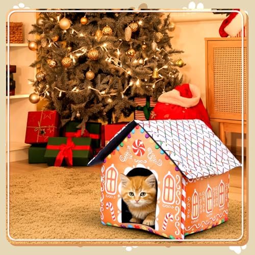 Doublefill 3 Pcs Christmas Gingerbread Cat House Outdoor Weatherproof by DoubleFill